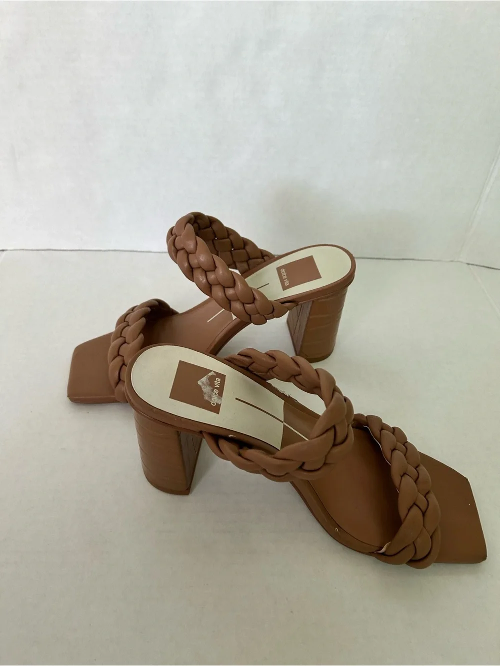 Dolce vita Braided Strap Brown Block Heel Sandals size 7